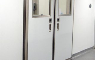 Model: 1260 powered bi-part sliding seamless molded fiberglass door