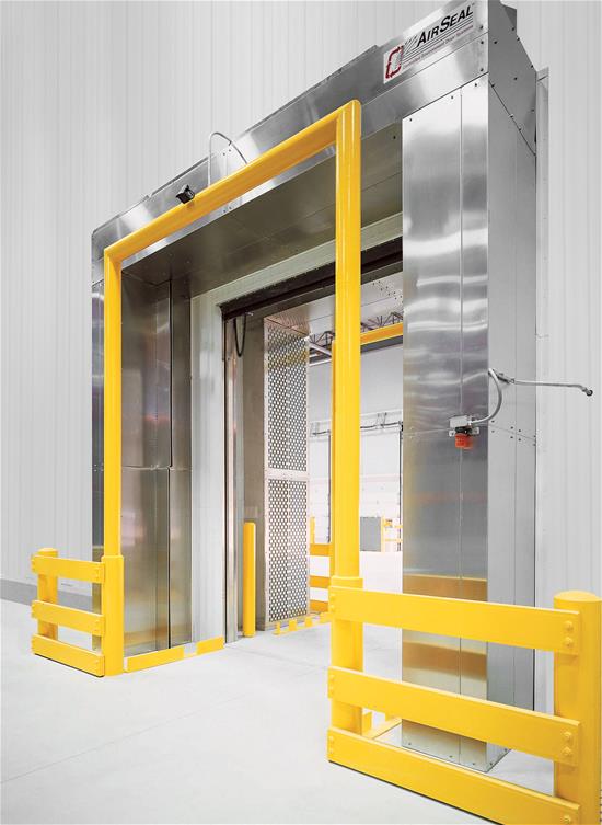 Double horizontal recirculatory air door for coolers and freezers