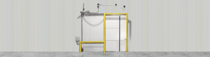 Bi-part sliding door and single sliding door options for cold storage facilities