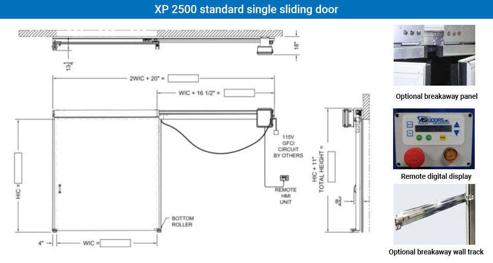 Model: XP 2500 standard single sliding door