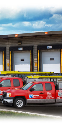 NDS trucks in front of a dock door