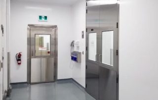Stainless steel cleanroom swing door and pedestrian door