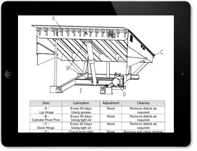 Loading dock service manual on mobile device for easy access