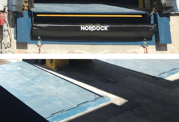 Nordock Horizontal Telescoping-Lip Dock Leveler Front and Top View
