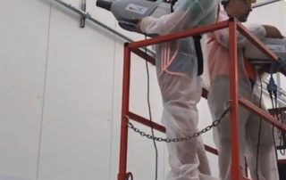 Spraying large spaces with disinfectant Cold ULV Fogger