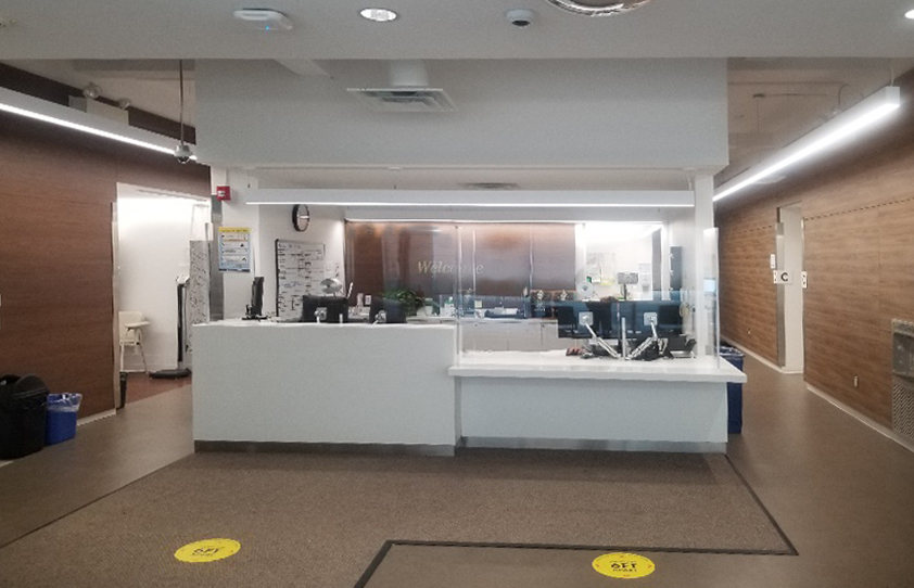 Plexiglass Barrier Reception Health Care Exterior floor markings