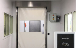 pharmaceutical fabric roll up door with wave sensor