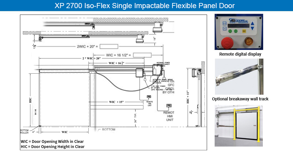 XP 2700 Iso-Flex Single Impactable Flexible Panel Door breakaway wall track