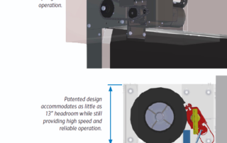 low headroom parking garage door motor system