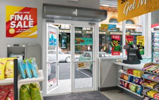 Architectural low profile air curtain convenience store