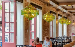 Architectural low profile air curtain restaurant patio doors