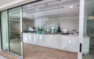 Architectural recessed air curtain coffee shop