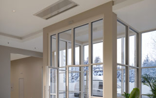 Architectural recessed air curtain office building entrance