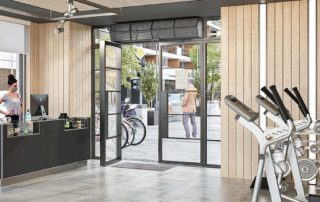 Commercial high performance air curtain gym entrance