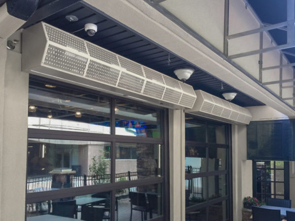 Commercial high performance air curtain restaurant patio doors