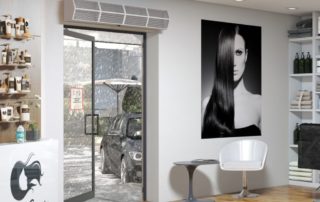 Commercial high performance air curtain hair dresser entrance
