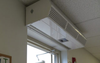 Commercial low profile air curtain swing door
