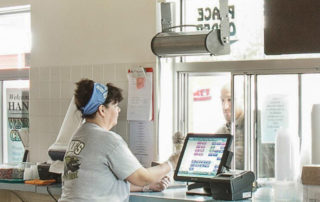 Restaurant drive thru window air curtain fast food