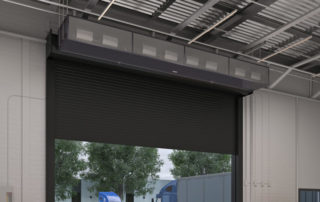 Industrial direct drive air curtain warehouse door