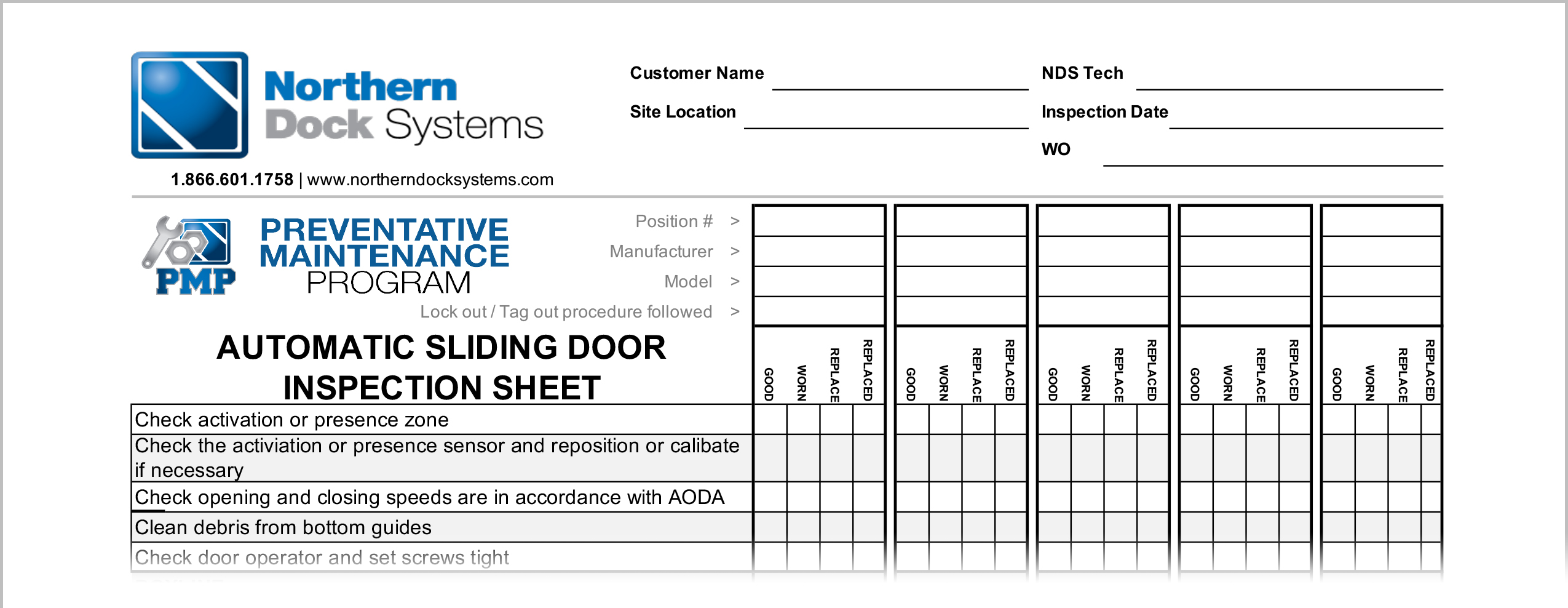 Swing Door Inspection Sheet automatic sliding door inspection sheet checklist