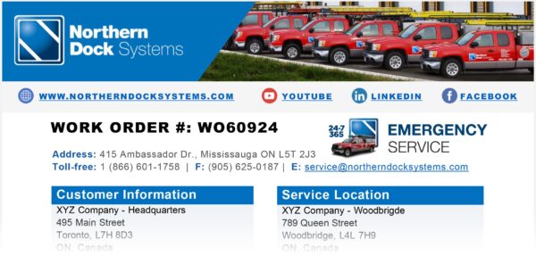 Emergency Service Overhead Door Work Order