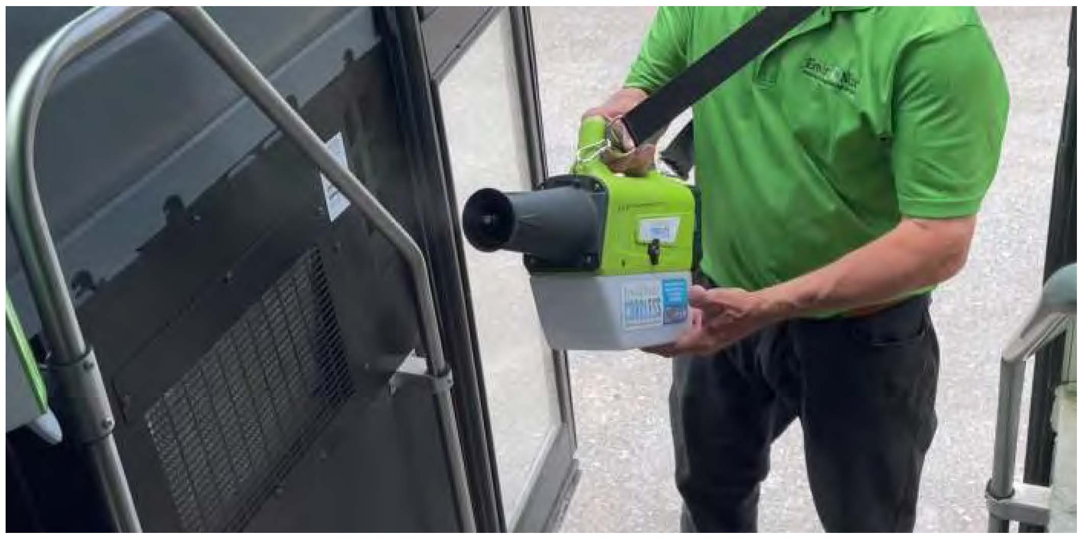 EnviroNizer Cordless Disinfectant Sprayer school bus handles