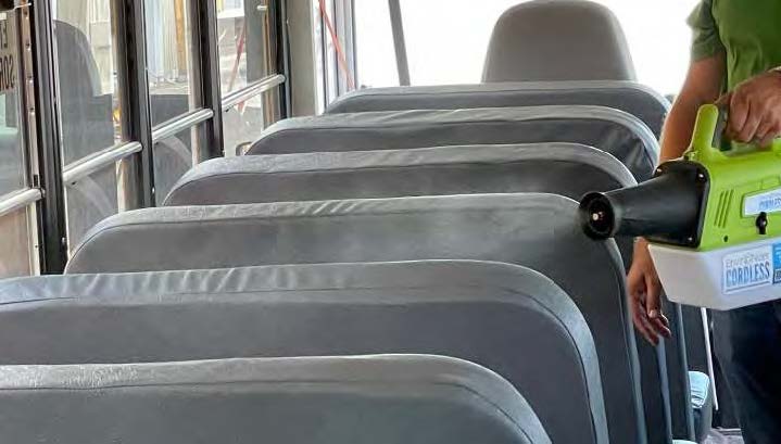 EnviroNizer Cordless Disinfectant Sprayer school bus