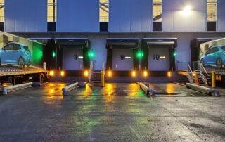 Superguide light shipping receiving dock area night time