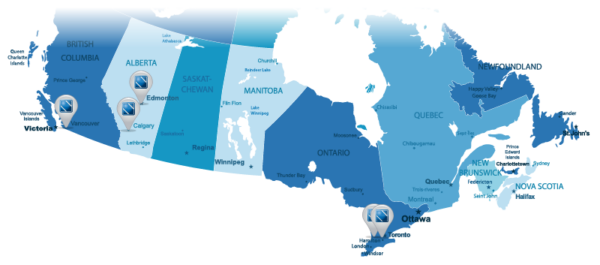 map-NDS locations_Fade Northern Dock Systems warehouse distribution locations across Canada