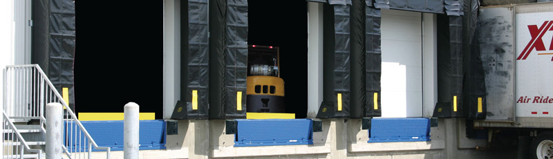 XDS_LoadingDock_Shelters_Exterior_Header XDS Dock Leveler Stop Forklifts