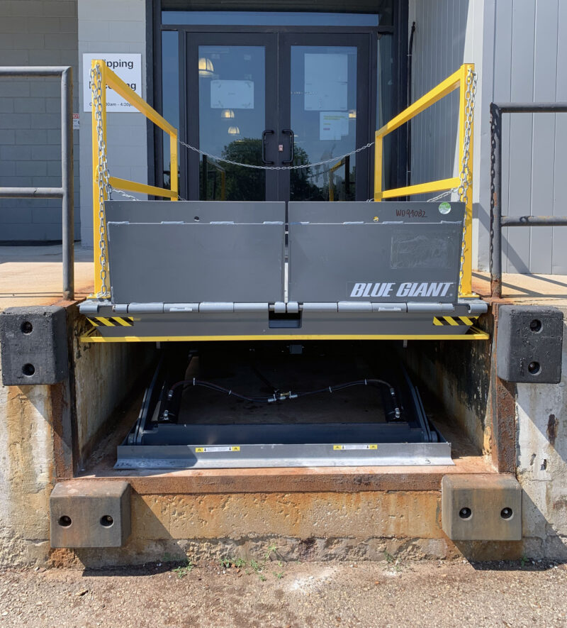 The Blue Giant LoMaster Stationary Dock Lift After Installation