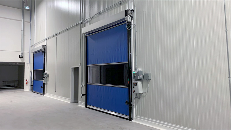 New construction food manufacturing plant high speed fabric roll up door