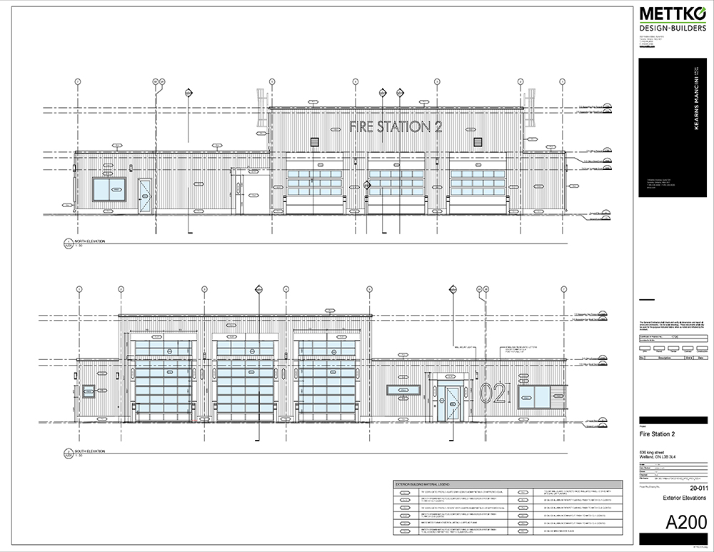 Drawing of Welland Fire Station No.2 construction design architecture