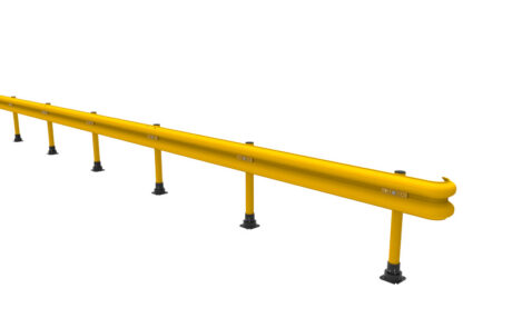 SlowStop guardrail warehouse guarding flexible rebounding polycarbonate railing 66 feet