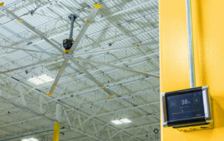 BAFCon Big Ass Fans Multi Fan Controller in warehouse with HVLS Fan
