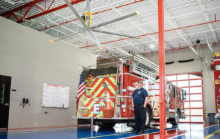 BAF Big Ass Fans Basic 6 industrial HVLS fan in fire station