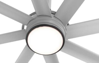 BAF Big Ass Fans Essence commercial HVLS fan with LED light on