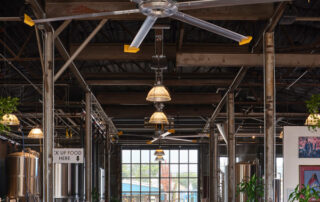 BAF Big Ass Fans Powerfoil D industrial HVLS fan in lobby