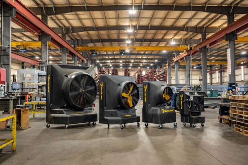 Cool-Space evaporative coolers Big Ass Fans warehouse manufacturing plant